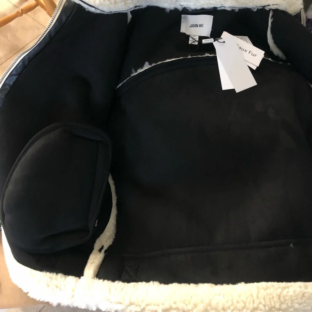 NWT Jason Wu Cream Teddy Jacket with Black Accents - Picture 9 of 9